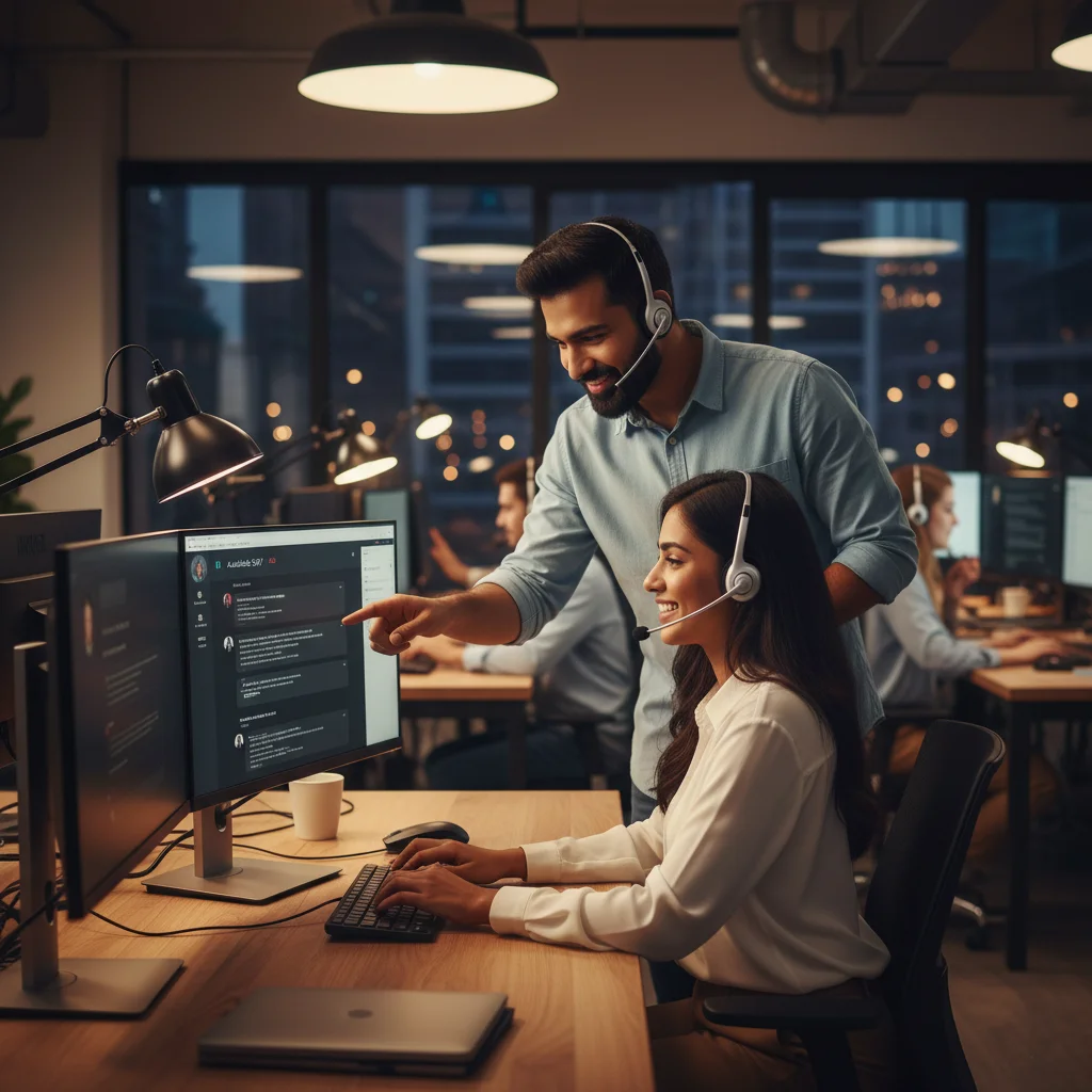 Customer support team helping clients 24/7